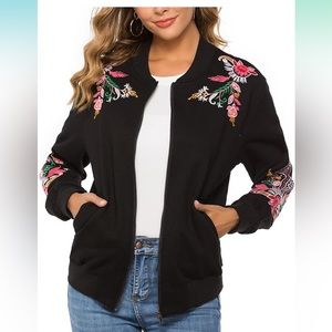 A K zip up black embroidered jacket